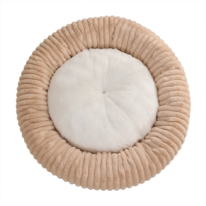 2025 New Round Plush Dog Bed for All Seasons Washable Cat Bed with Non-Slip Bottom Warm Winter Soft Pet Nest for Medium Large
