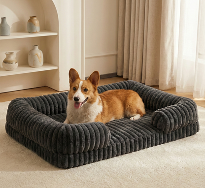 Lit apaisant pour chien style canapé - Tissu côtelé confortable et lavable